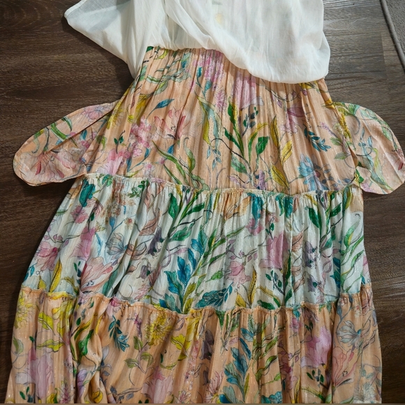 PQ Swim x Anthropologie Floral Ruffle Tiered Maxi Dress Orange M/L - Picture 8 of 14